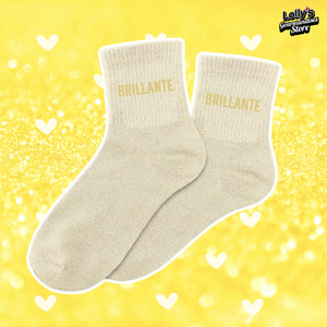 Chaussettes pailletées "brillante", chaussettes à paillettes pour femme avec inscription "brillante". 